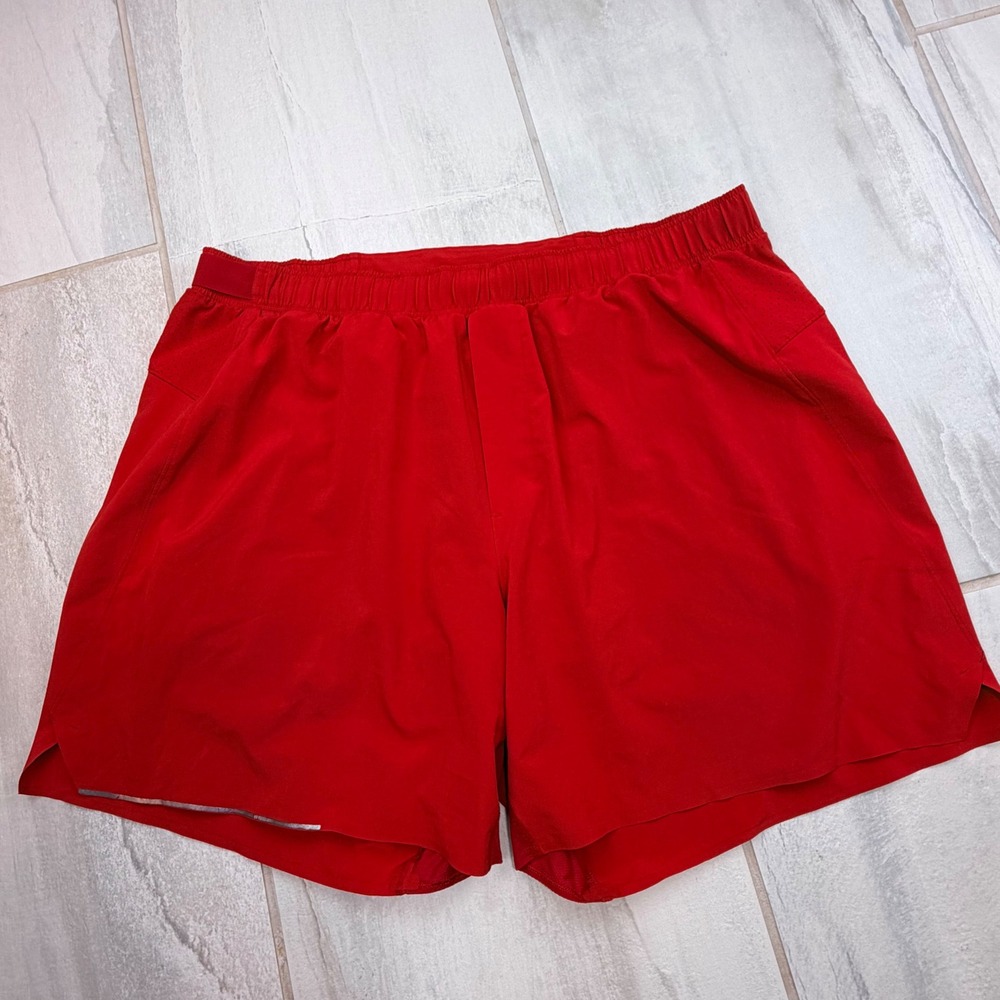 Lululemon Mens Surge Lined Short 6 Red Running Training Gym Shorts XL